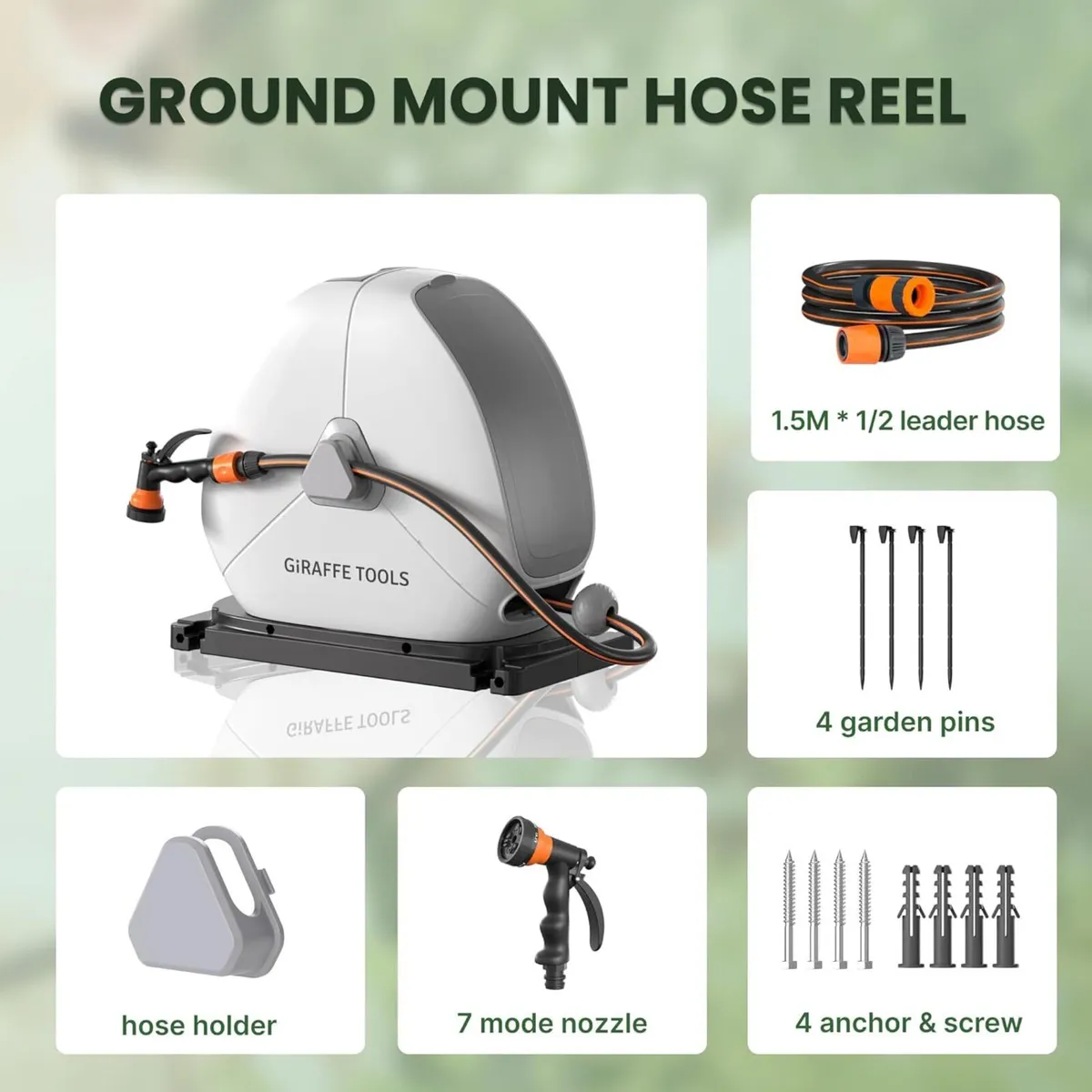 25m Retractable Garden Hose Reel Ground Mounted - Image 2