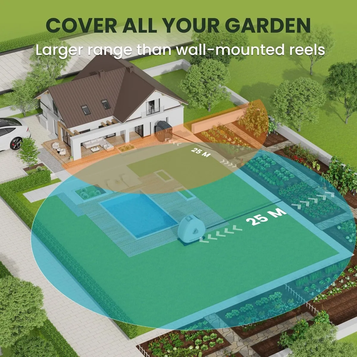 25m Retractable Garden Hose Reel Ground Mounted - Image 3