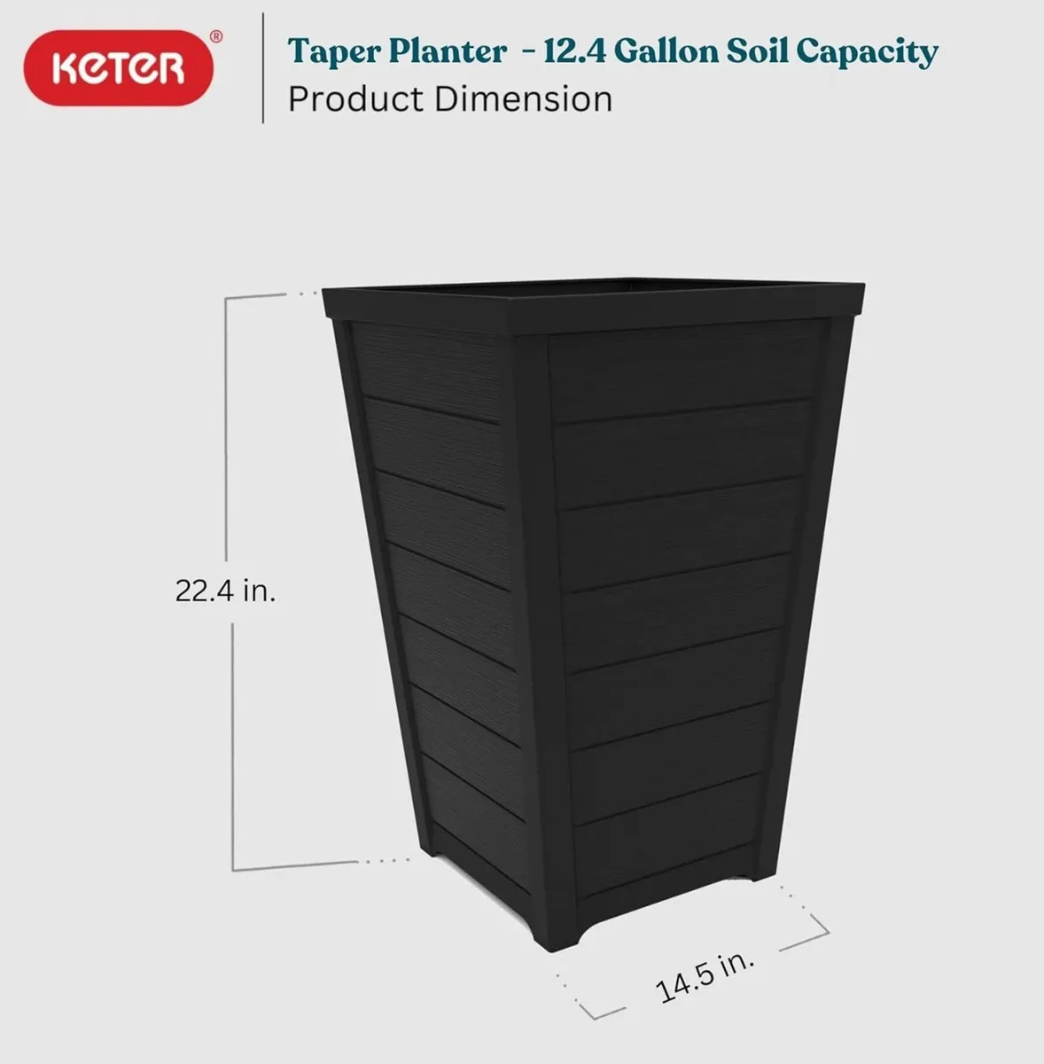 Tall Large Flower Pots Tapered Wood Look Planters - Image 3