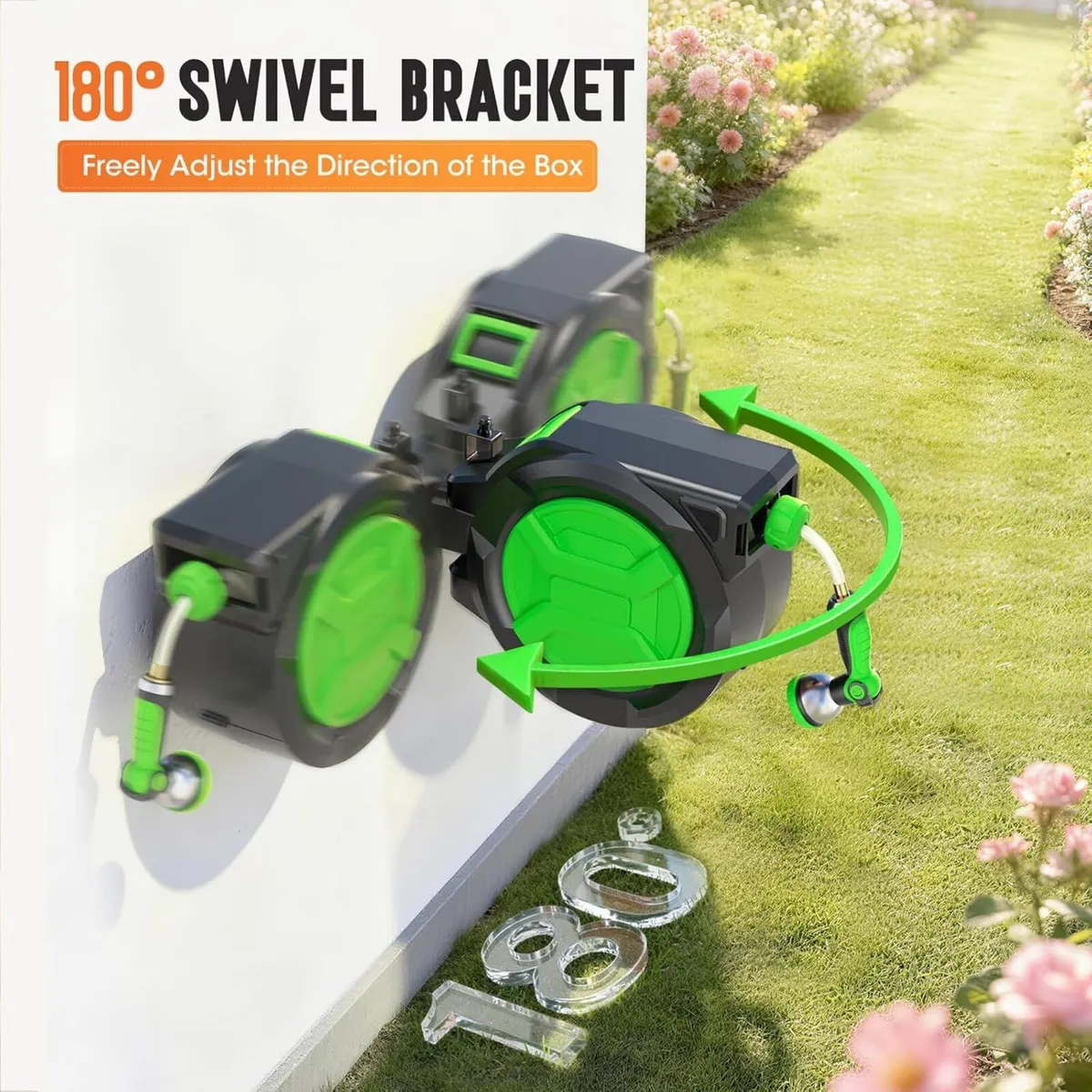 Garden Hose Reel 2-in-1 Wall Mounted Portable - Image 4