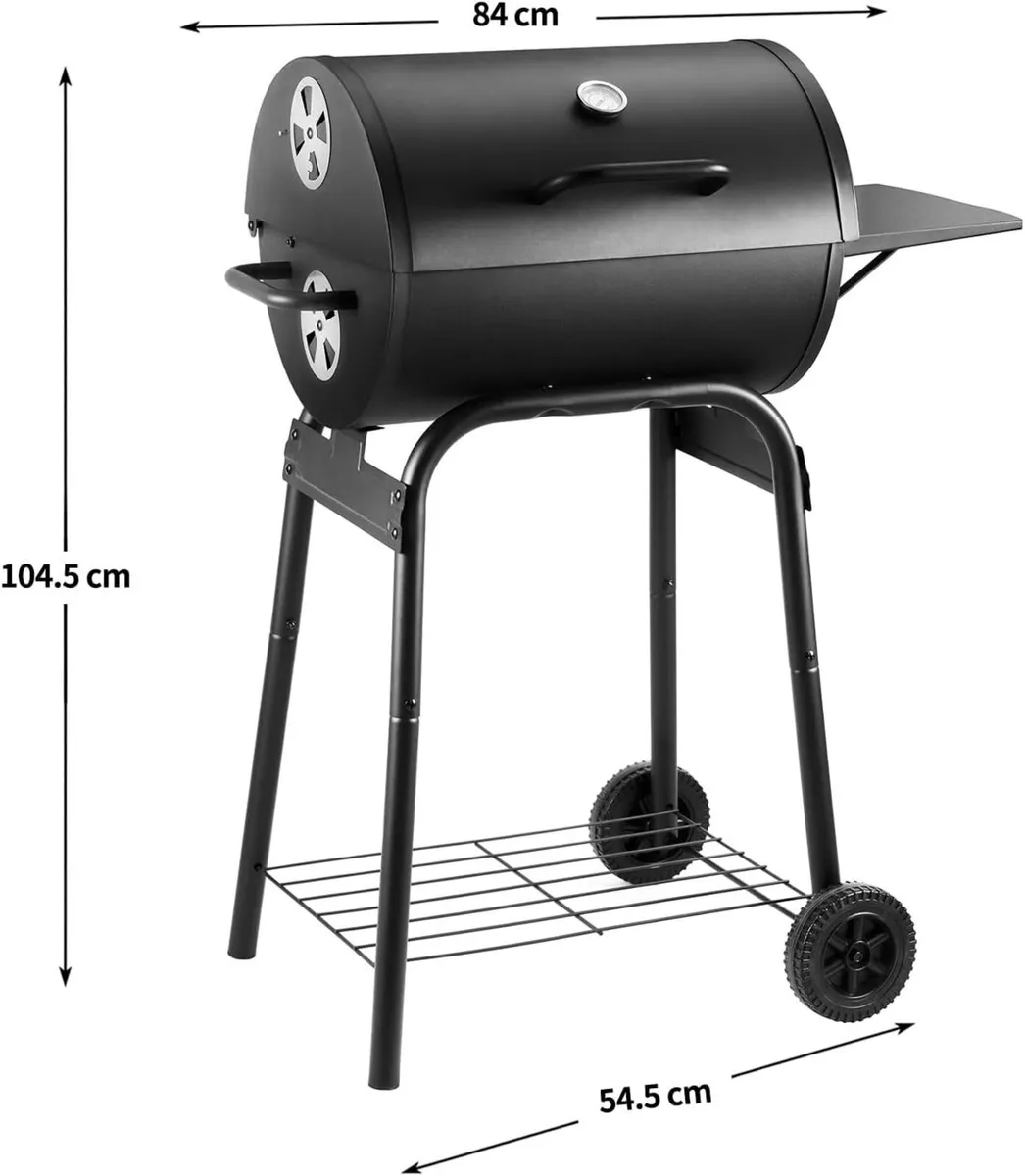 Charcoal BBQ Grill Smoker with Side Shelves - Image 2