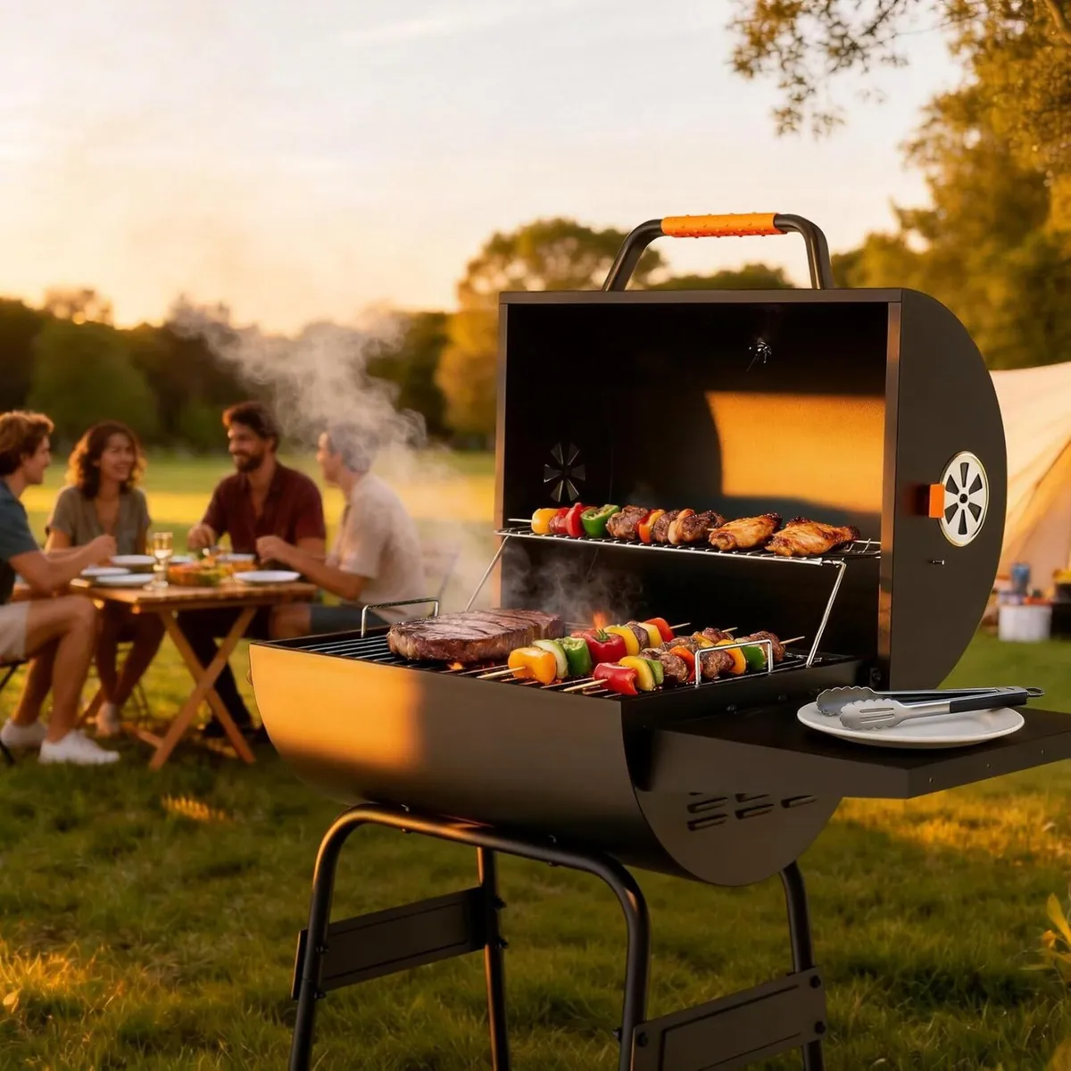 Charcoal BBQ Grill Smoker with Height-adjustable - Image 2