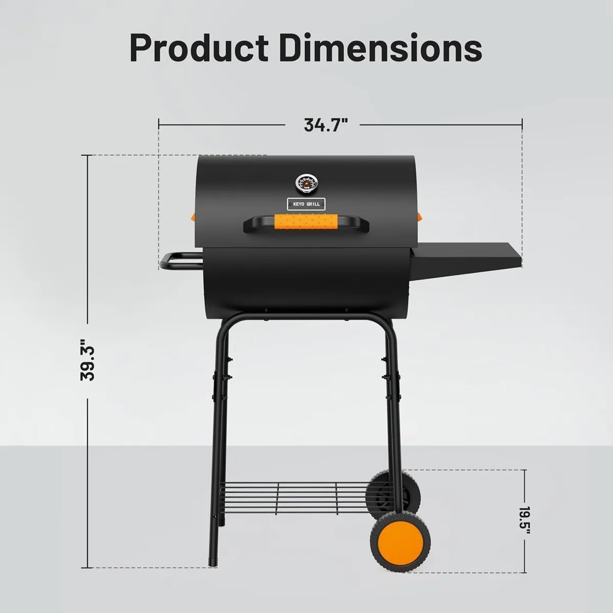 Charcoal BBQ Grill Smoker with Height-adjustable - Image 3