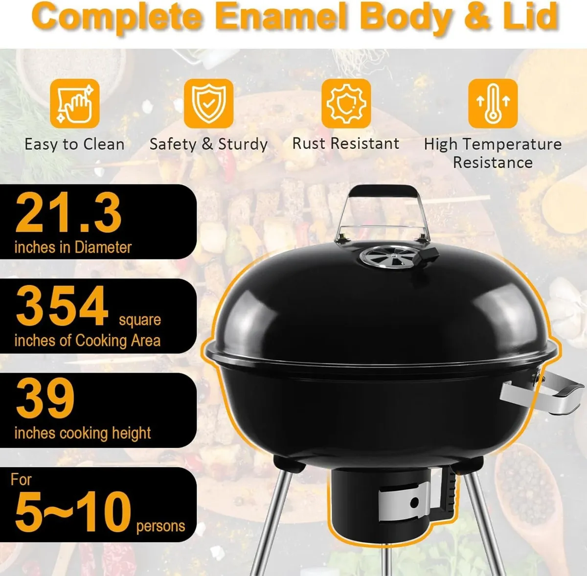 Charcoal BBQ Grill Outdoor Barbecue Portable - Image 3