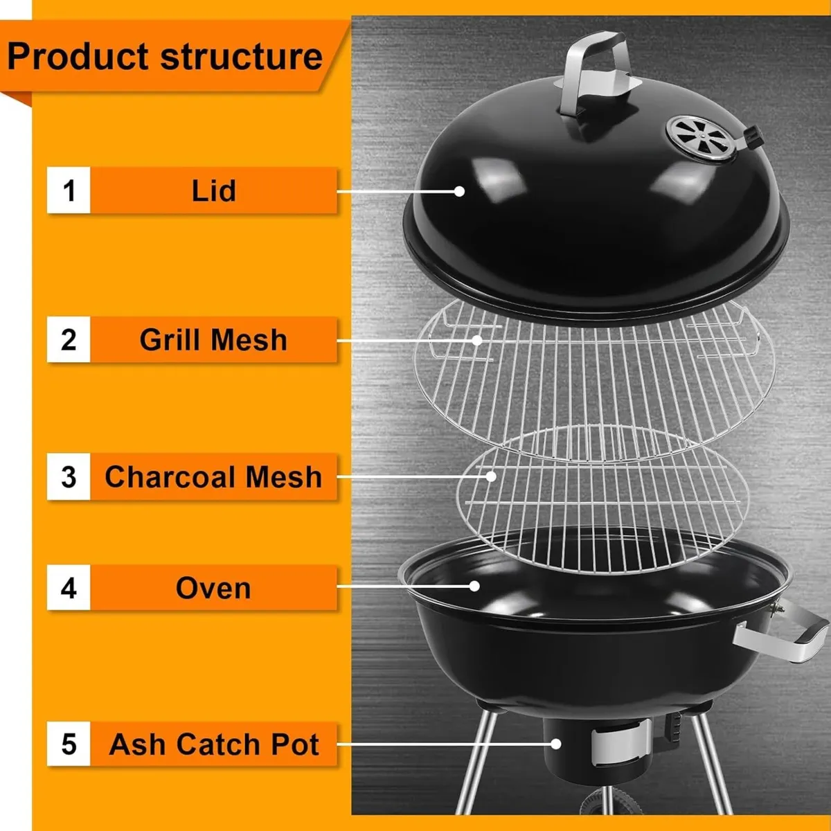 Charcoal BBQ Grill Outdoor Barbecue Portable - Image 4