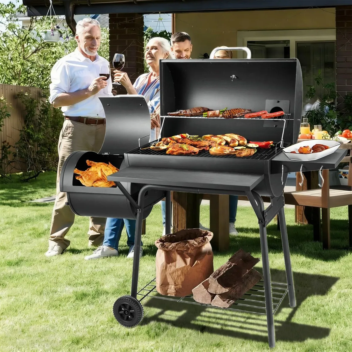 Charcoal BBQ Grill with Offset Smoker - Barbecue - Image 2