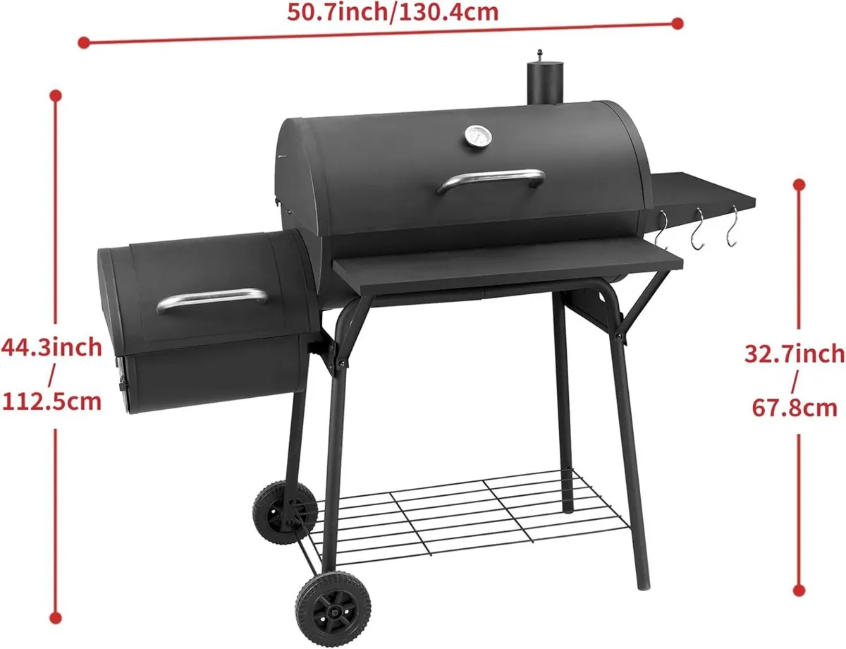 Charcoal BBQ Grill with Offset Smoker - Barbecue - Image 3