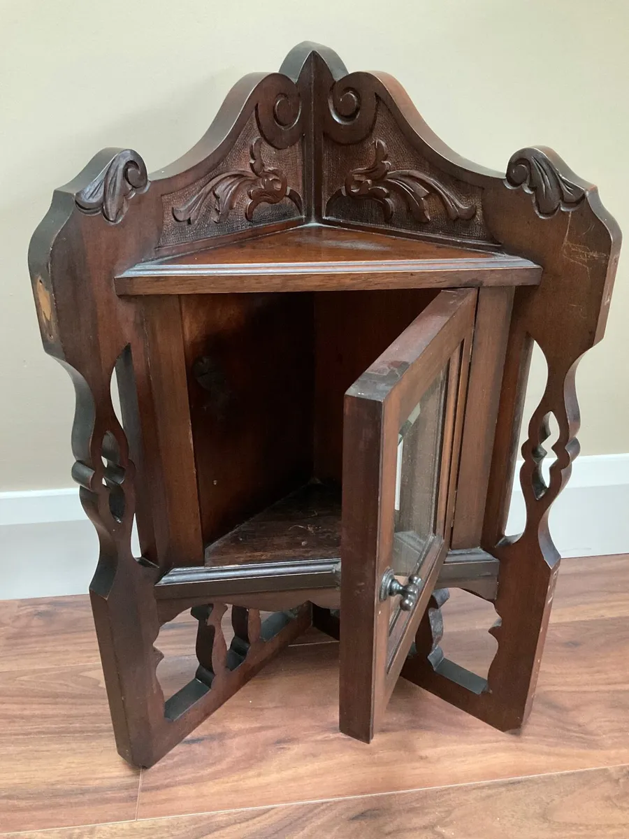Pair of Antique Hanging Corner Cabinets - Image 2
