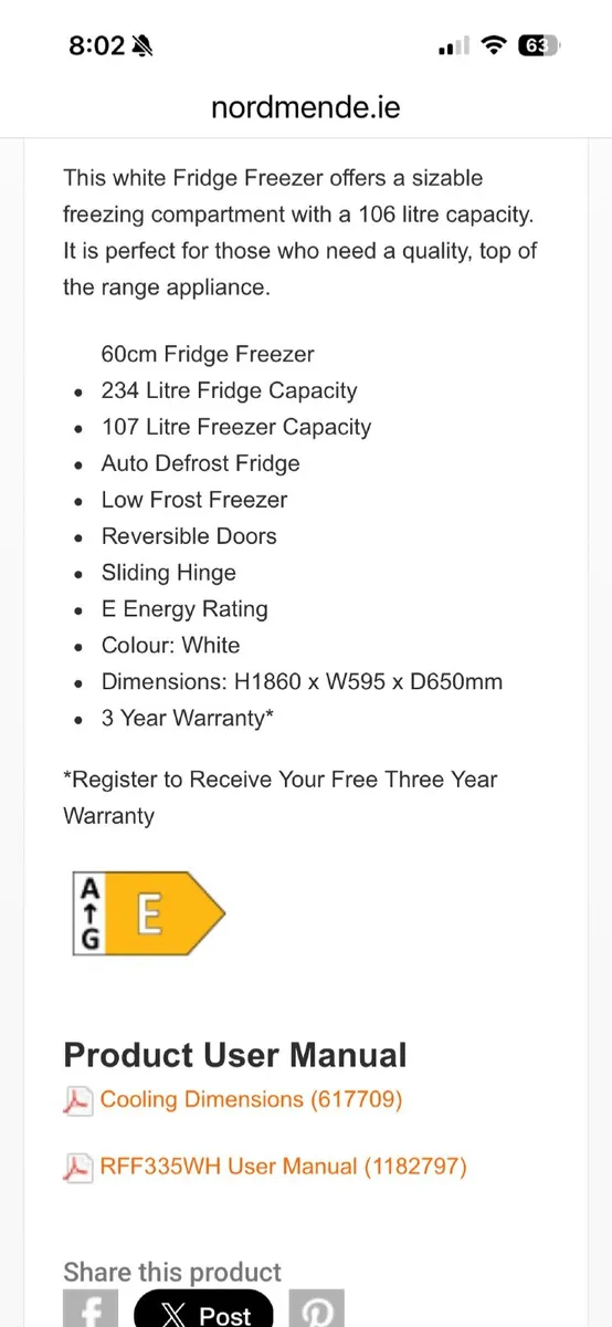 Fridge freezer -Nordmende as new - Image 3