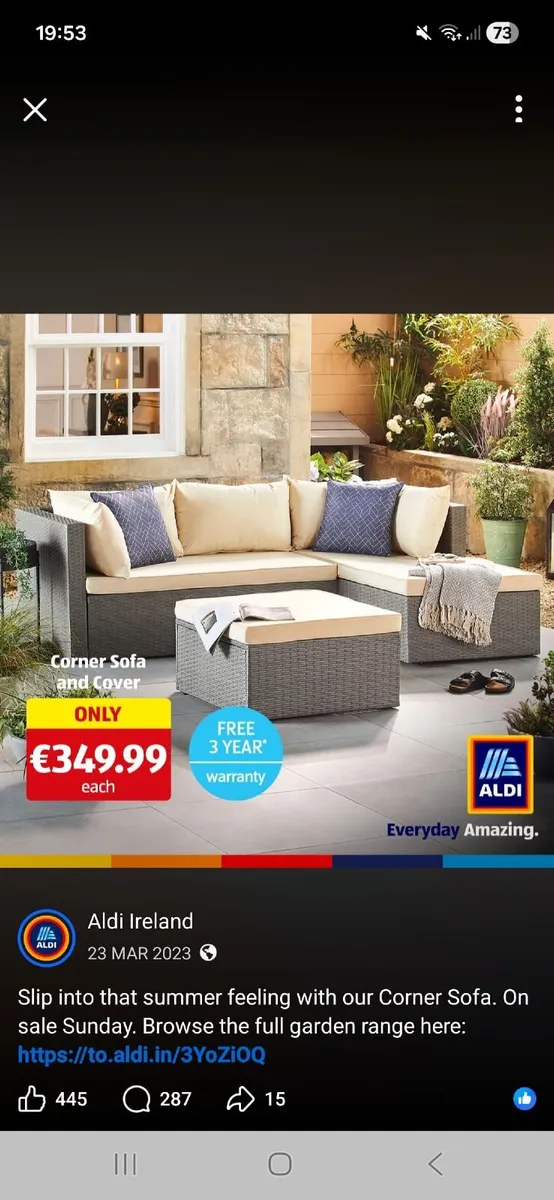 Aldi Grey rattan corner sofa - Image 2
