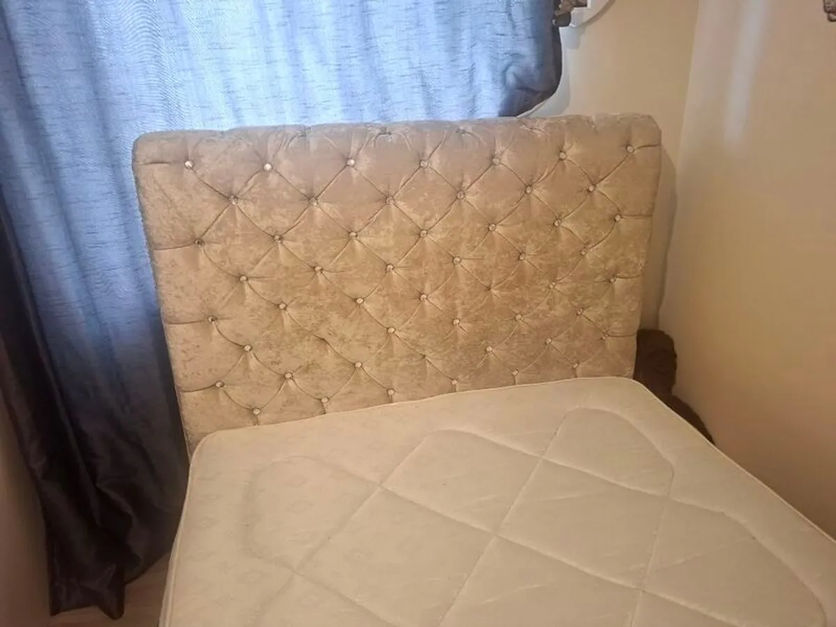 Diamond tuned double bed,beige & mattress - Image 2