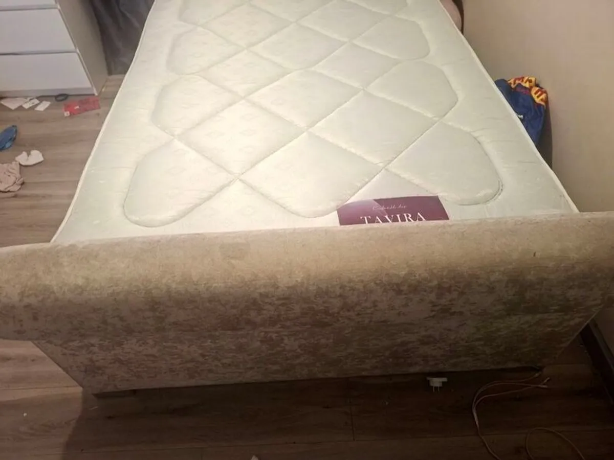 Diamond tuned double bed,beige & mattress - Image 3