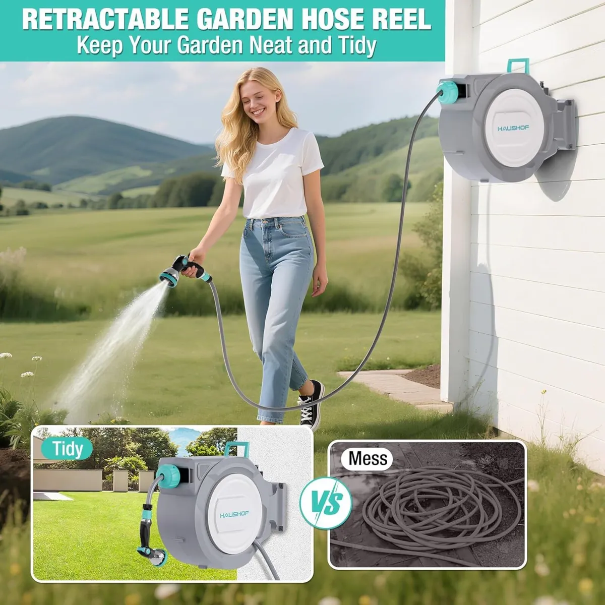 30 m Wall Mounted Hose Reel with 10-in-1 Spray - Image 4