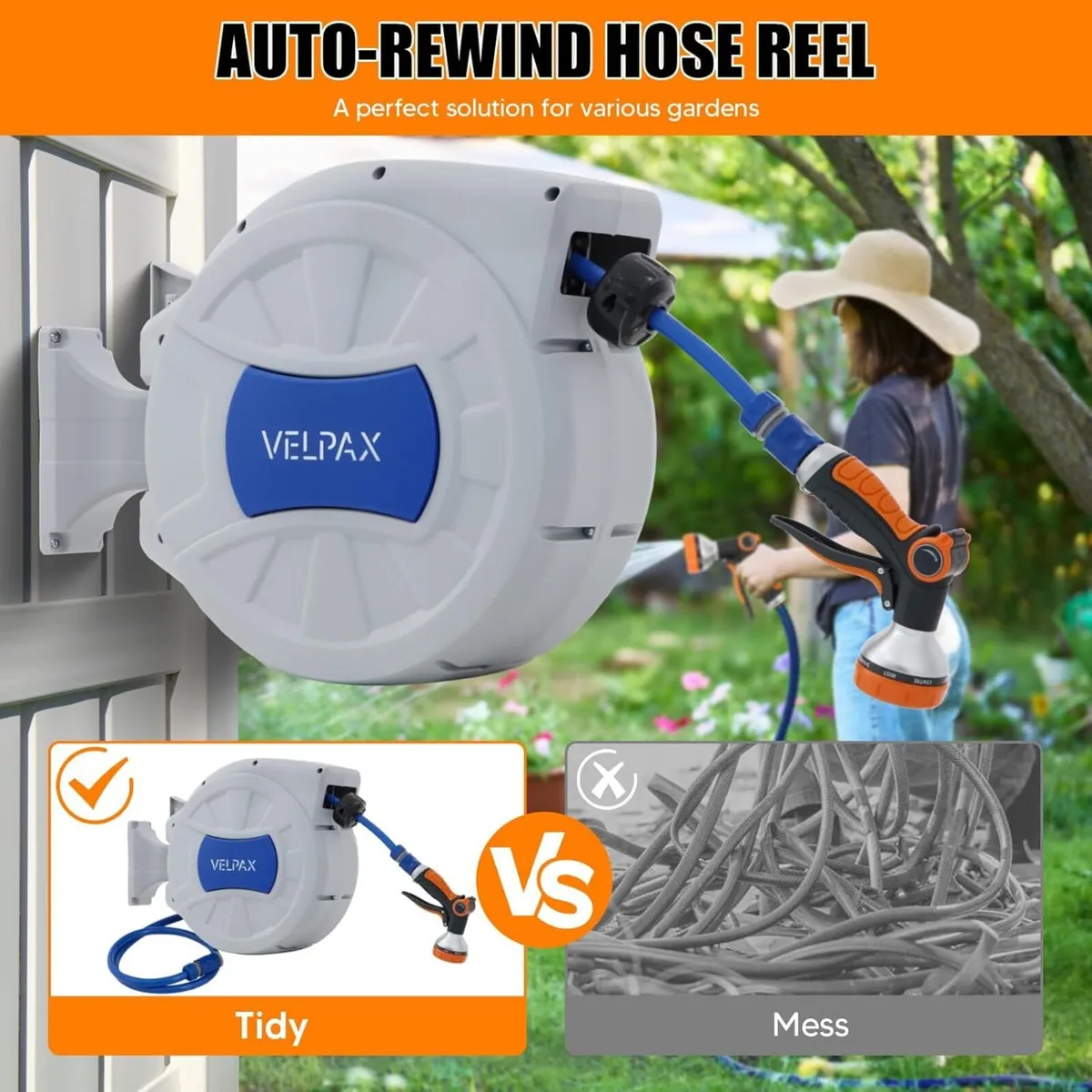 Retractable Hose Reel Wall Mounted 25m Garden - Image 4