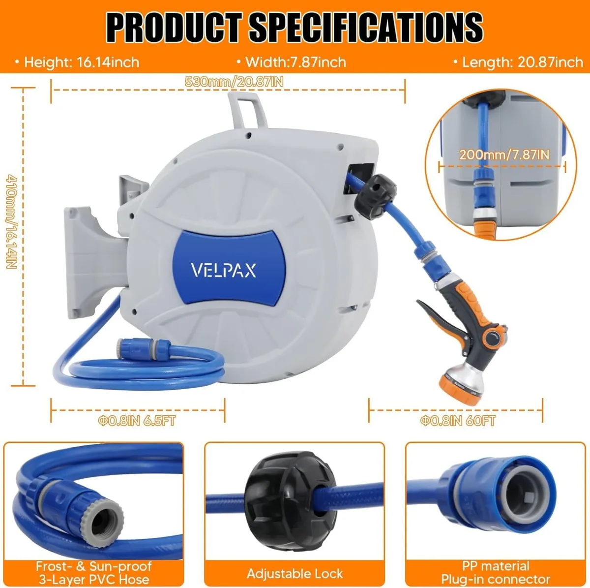 Retractable Hose Reel Wall Mounted 25m Garden - Image 2