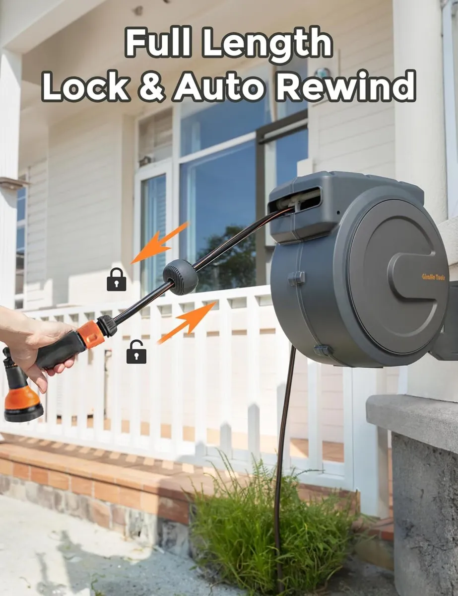 Garden Hose Reel Kit with Tap Splitter and Cover - Image 3