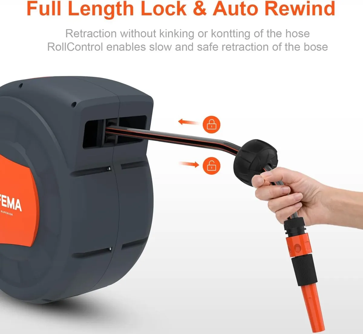 G301-25 Retractable Garden Hose Reel Wall Mounted - Image 4