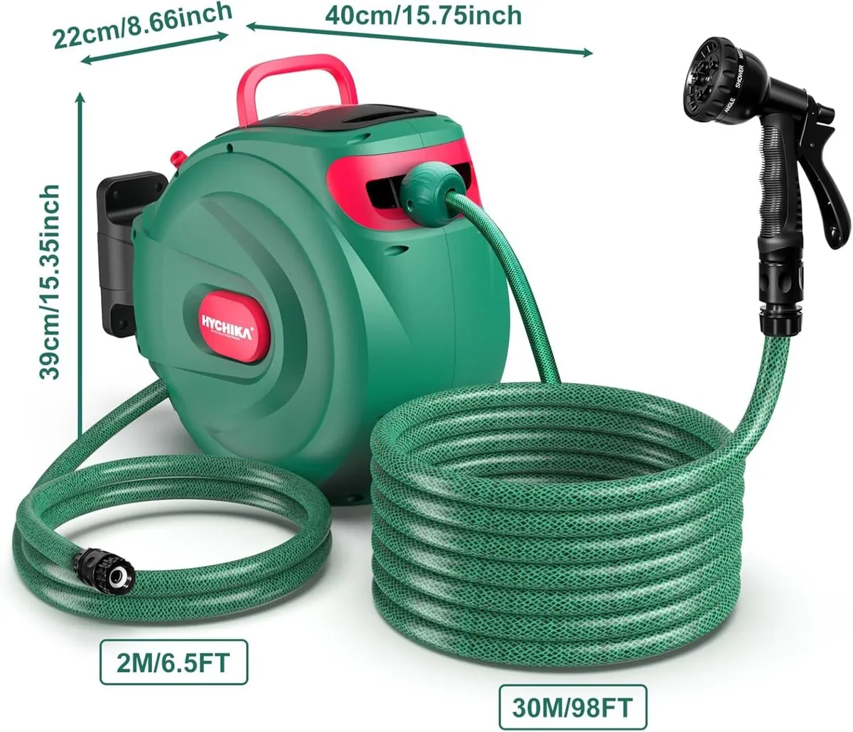 HYCHIKA Hose Reel 30M – Wall Mounted Retractable - Image 2