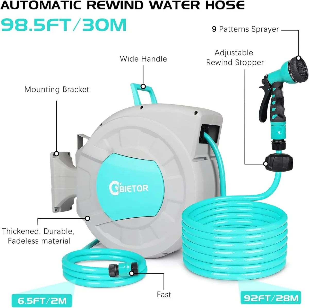 Retractable Garden Hose Reel 1/2 30m+2m Water - Image 3