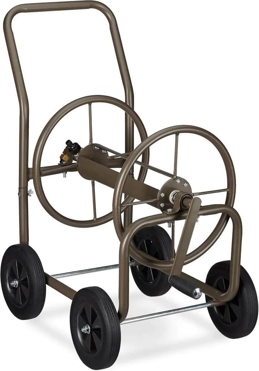 Hose Trolley XL Mobile Portable Reel Metal for - Image 1