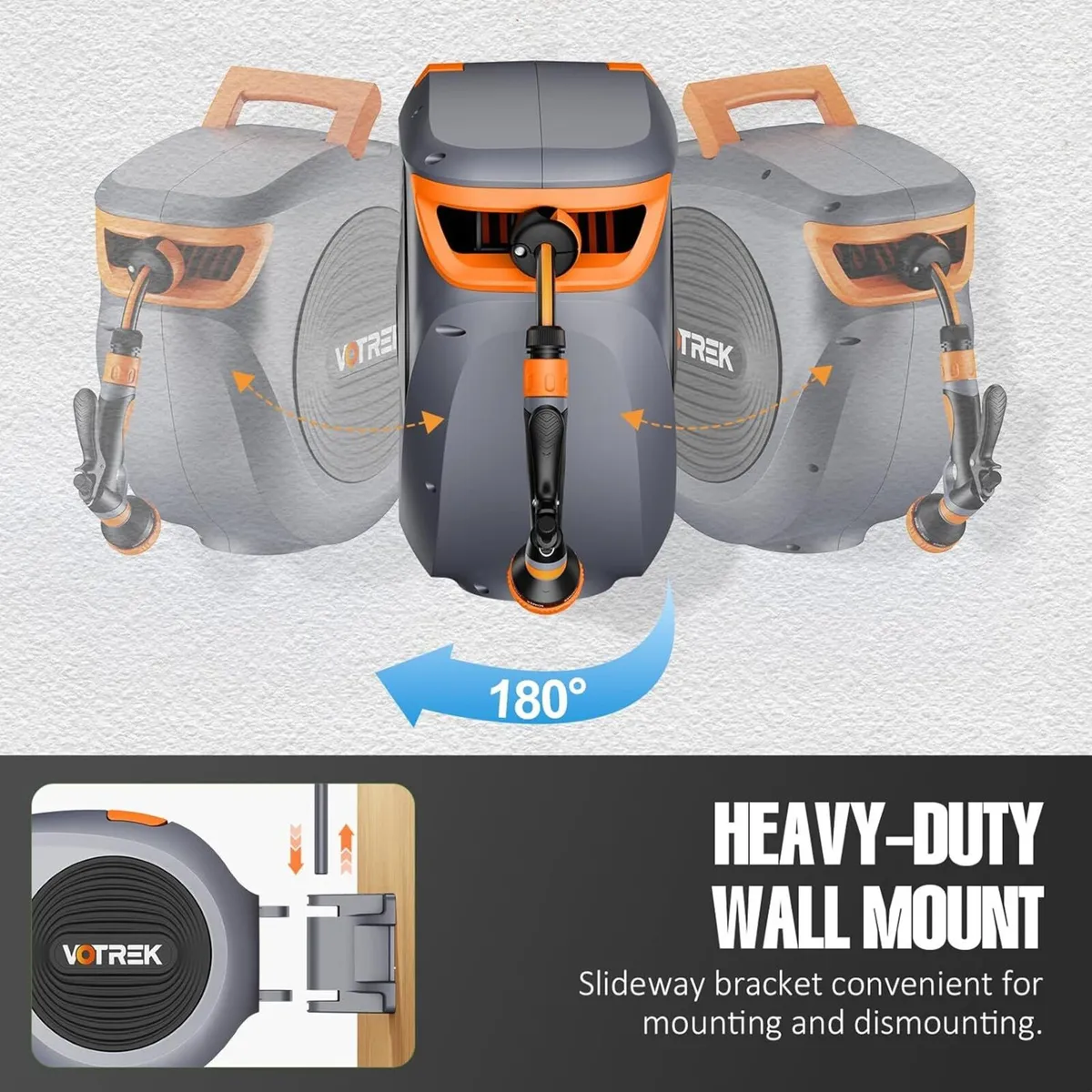 Retractable Garden Hose Reel 1/2'' x 30m+2m Wall - Image 3