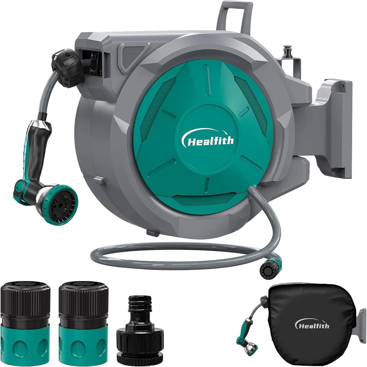 Wall Mounted Garden Hose Reel - 32+2m Retractable - Image 1