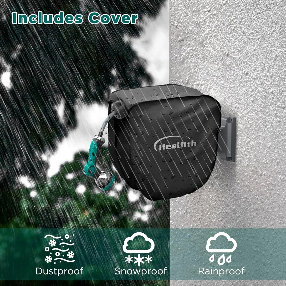 Wall Mounted Garden Hose Reel - 32+2m Retractable - Image 4