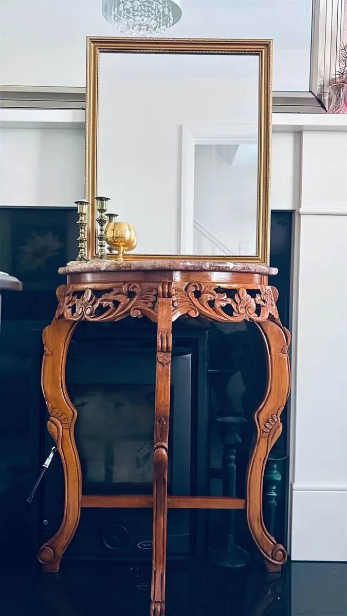 French Style Demi-Lune Console Table - hand-carved - Image 2