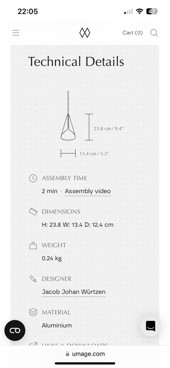 Umage cornet pendant x 3 - white and brass - Image 4