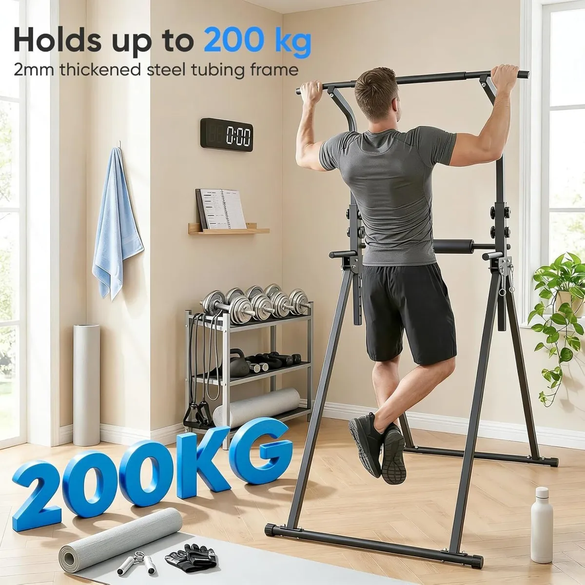 Foldable Power Tower Dip Station - Pull Up Bar - Image 2