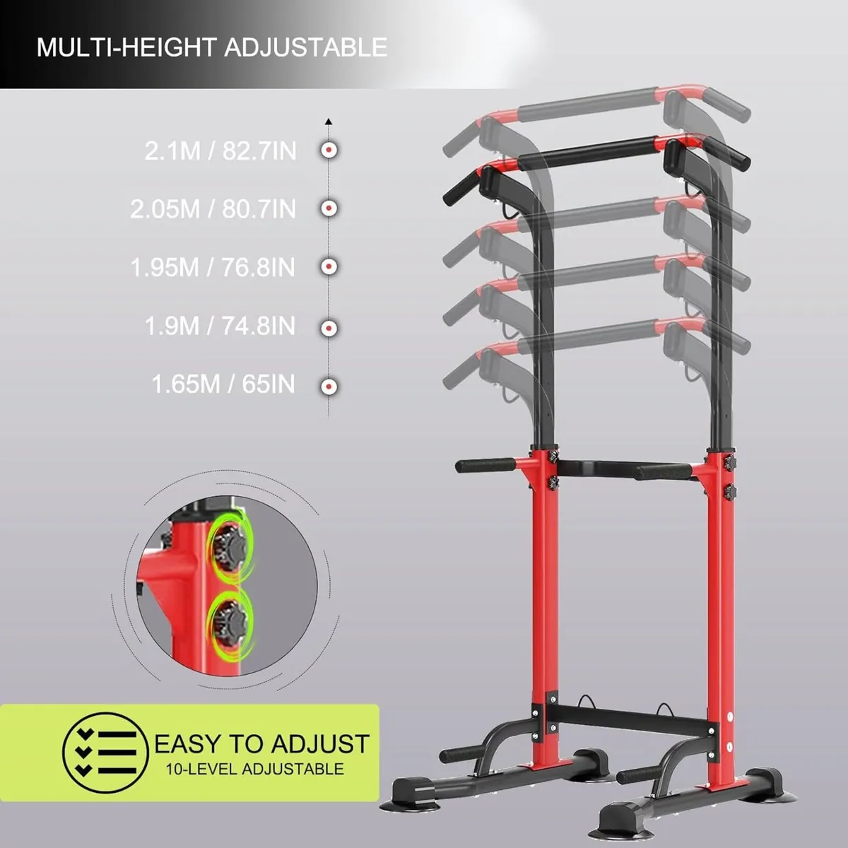 Pull Up Dip Station Stand Power Tower Adjustable - Image 1