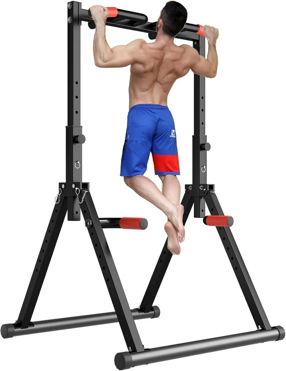 Foldable Power Tower Dip Station Pull Up Bar Free - Image 1