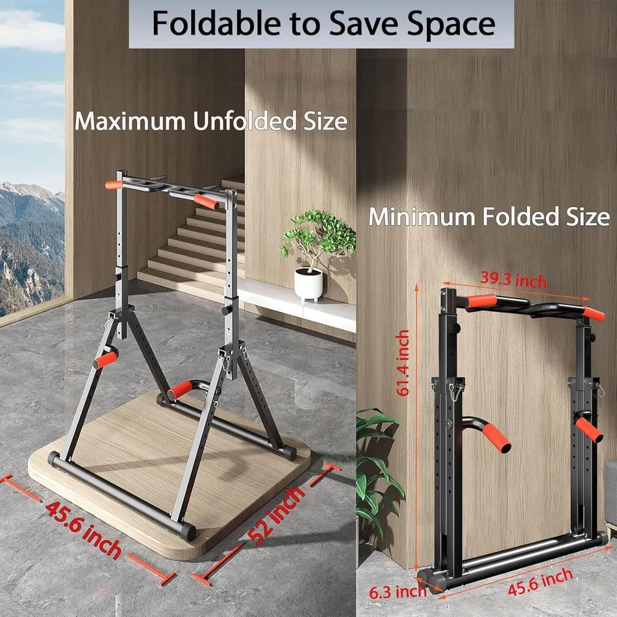 Foldable Power Tower Dip Station Pull Up Bar Free - Image 4