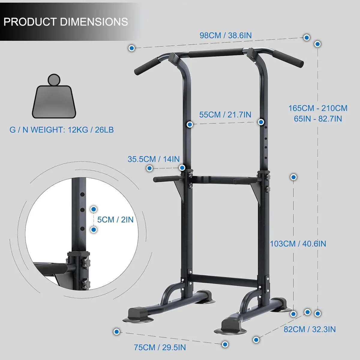 Power Tower Dip Station pull up bar freestanding - Image 2