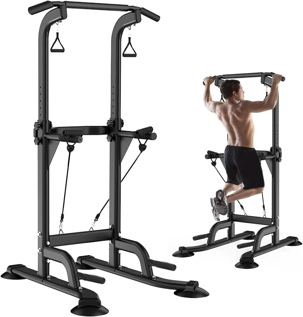 Pull Up Dip Station Stand Power Tower Adjustable - Image 1