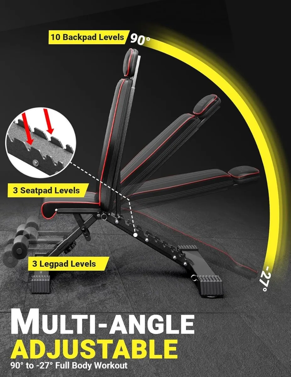 Adjustable Foldable Weight Bench with Extended - Image 3