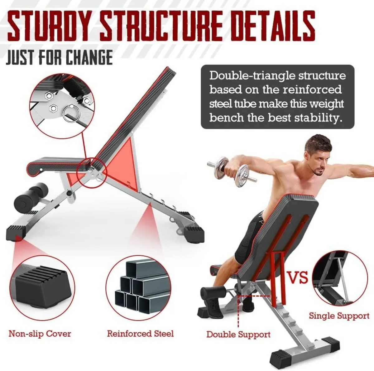 Weight Bench 660LB/300KG Adjustable Foldable - Image 4