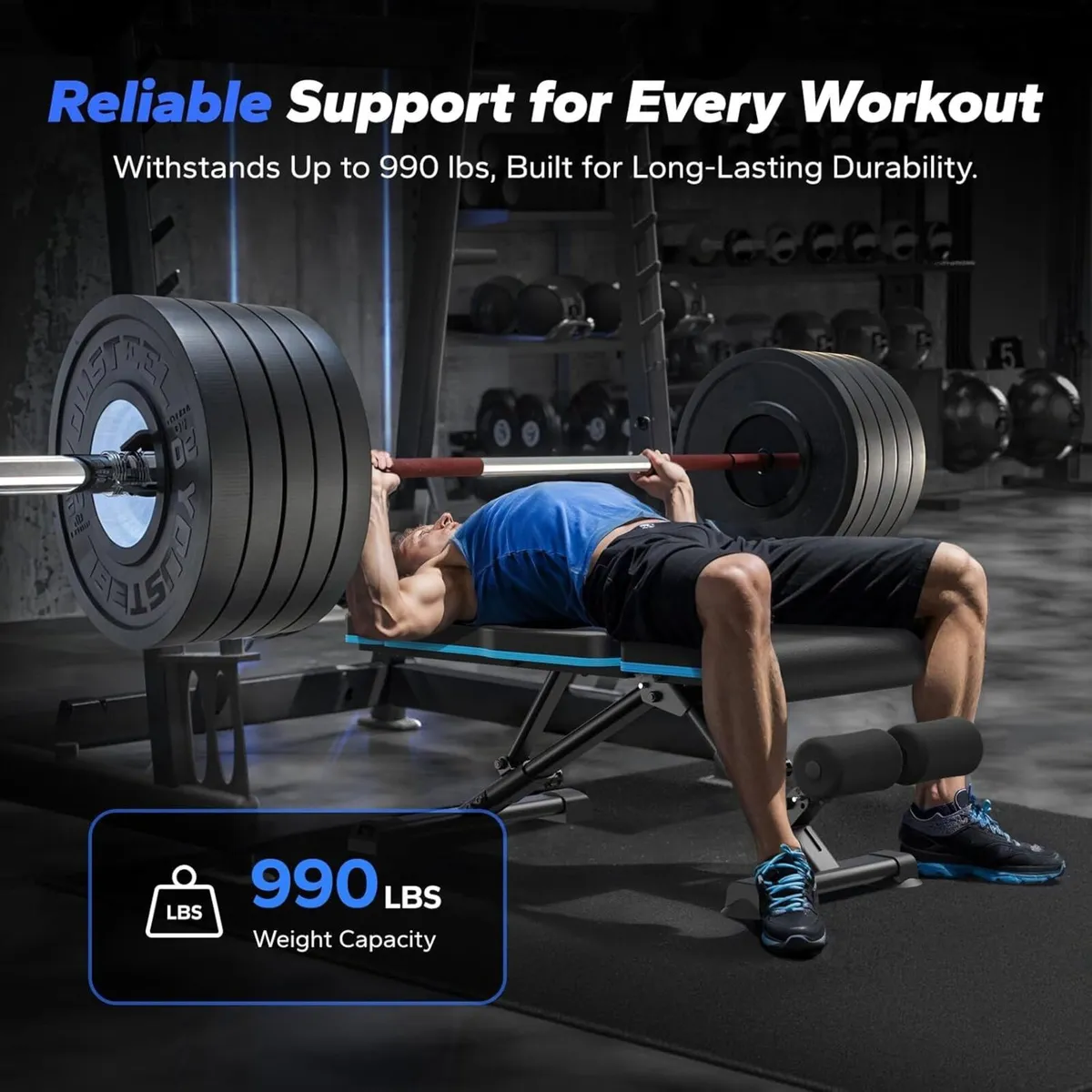 Weight Bench 990 LBS/450KG Foldable Benches for - Image 3