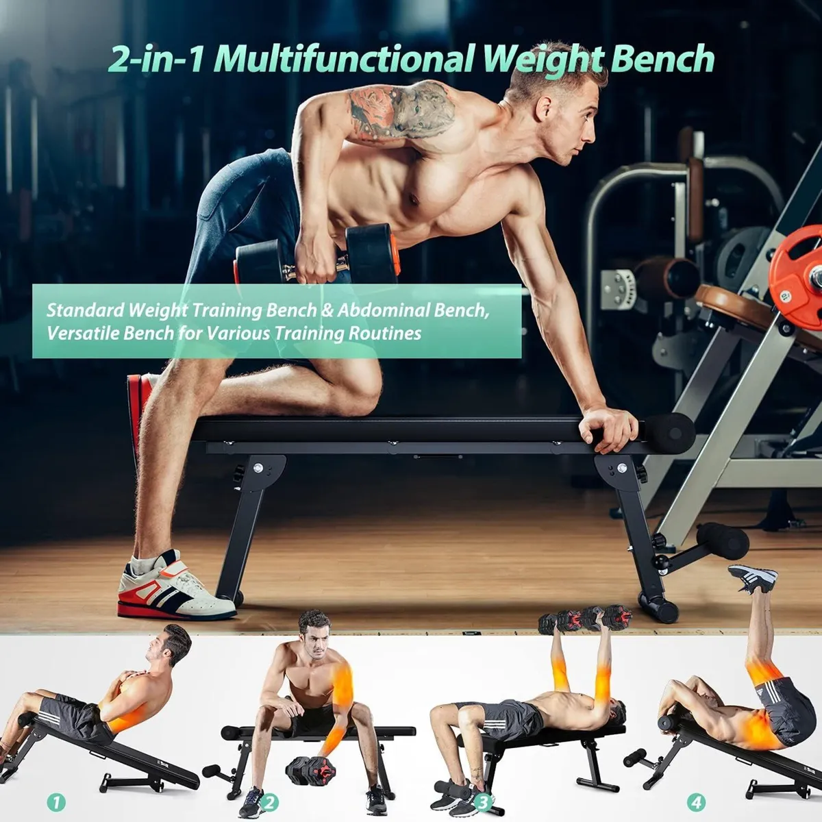 Adjustable Weight Bench Home Gym Lifting Sit Up - Image 2