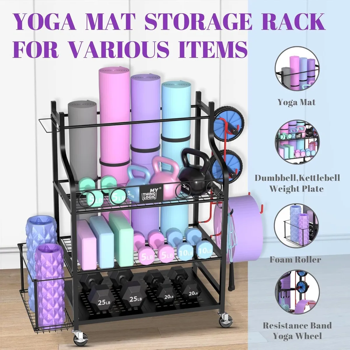 Yoga Mat Storage Racks Home Gym Rack for Dumbbells - Image 3