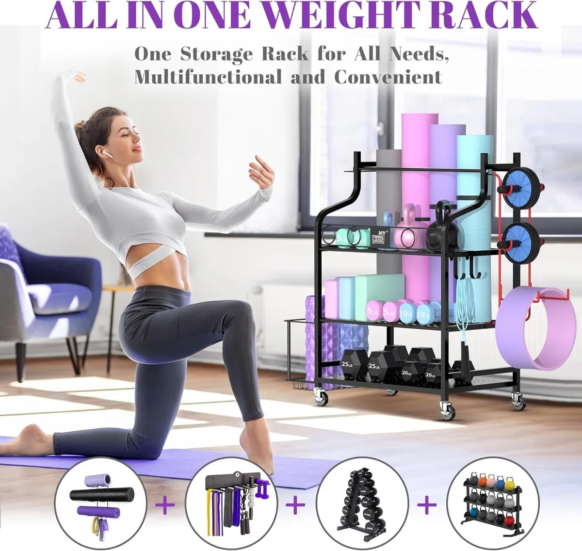 Yoga Mat Storage Racks Home Gym Rack for Dumbbells - Image 2