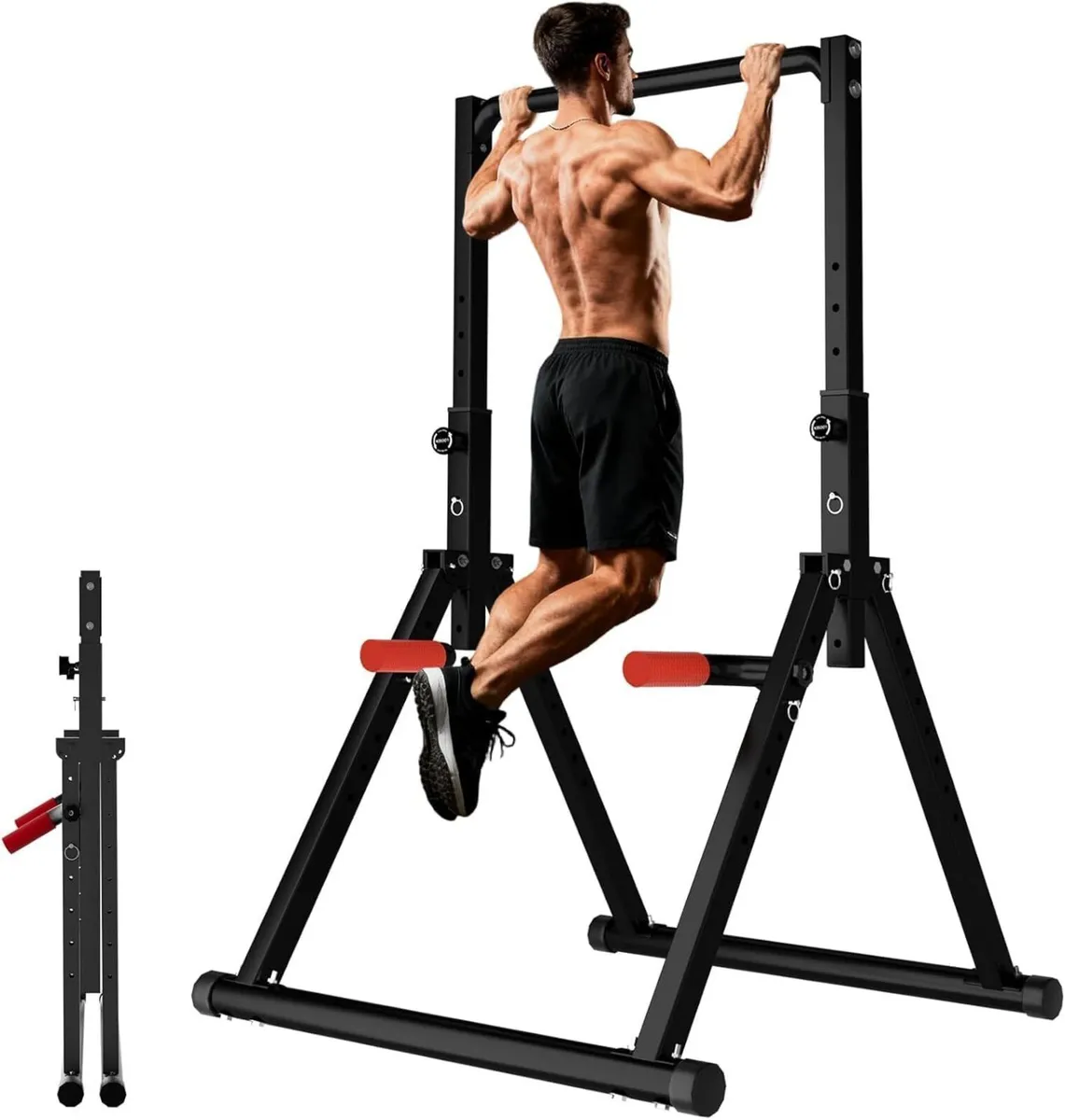 Foldable Power Tower Dip Station Pull Up Bar Free - Image 1