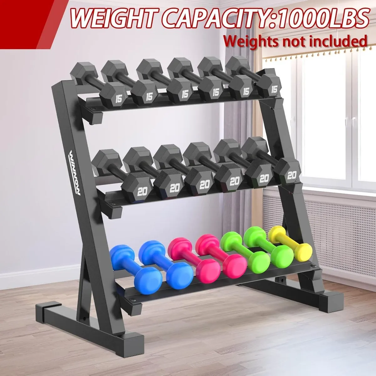 3 Tier Dumbbell Rack Home Gym Storage Stand - Image 2