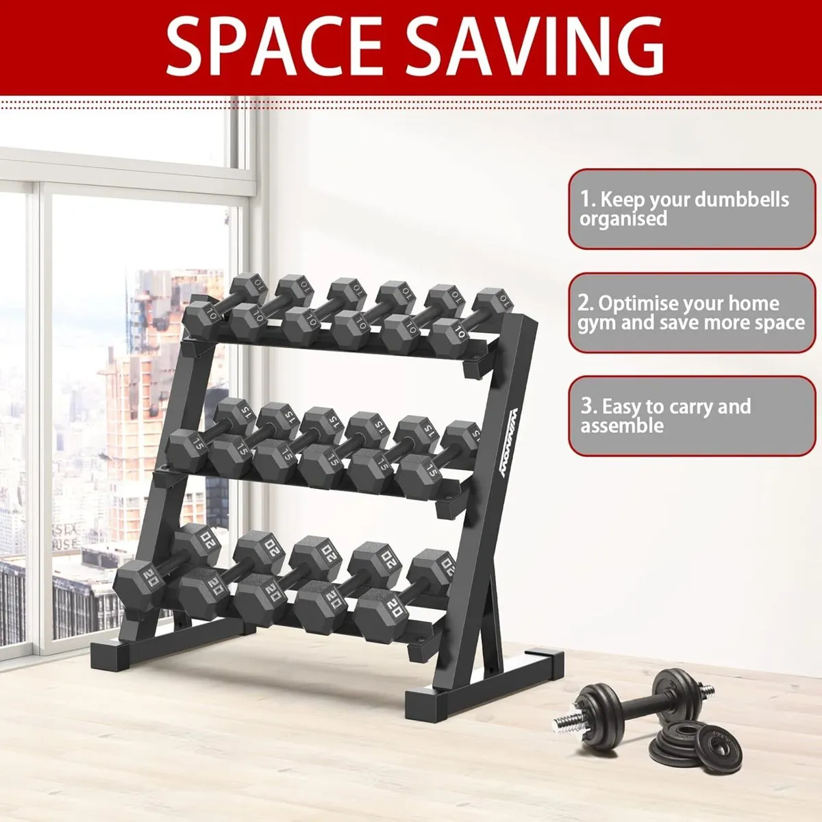 3 Tier Dumbbell Rack Home Gym Storage Stand - Image 3