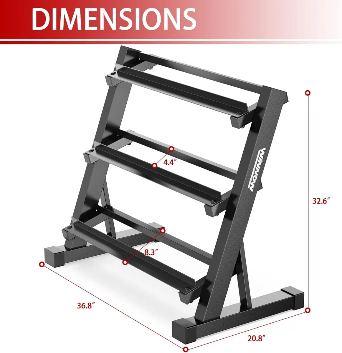 3 Tier Dumbbell Rack Home Gym Storage Stand - Image 4