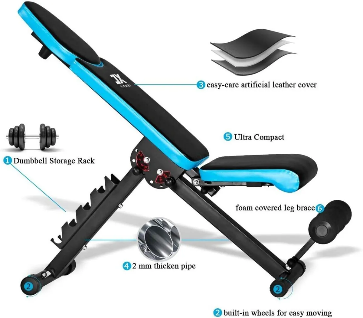 Adjustable Weight Bench Home Training Gym Lifting - Image 2