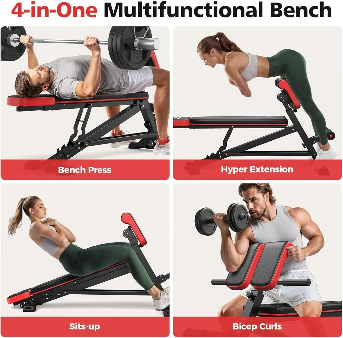 4 in 1 Workout Bench Roman Chair Weight and Sit - Image 2