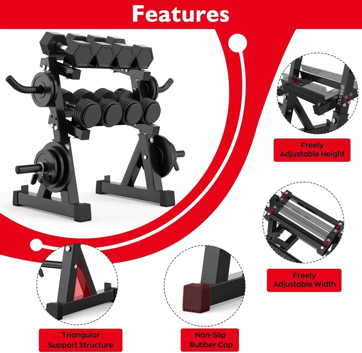Adjustable Dumbbell Rack Storage 98x41x91/85x32x80 - Image 4