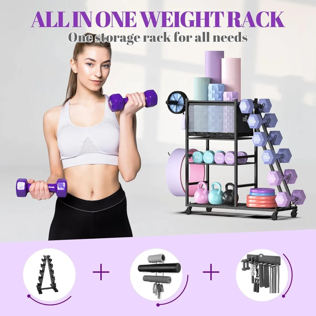 Dumbbell Rack Stand Multifunctional Weight for - Image 2