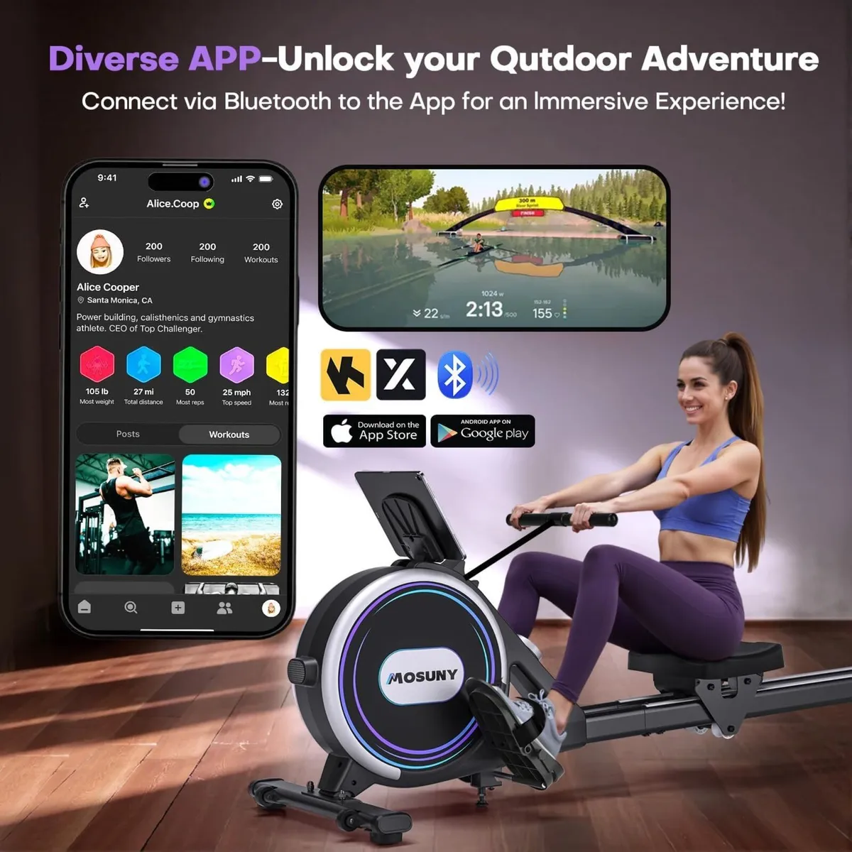 Rowing Machine 32 Level Resistance Magnetic - Image 3